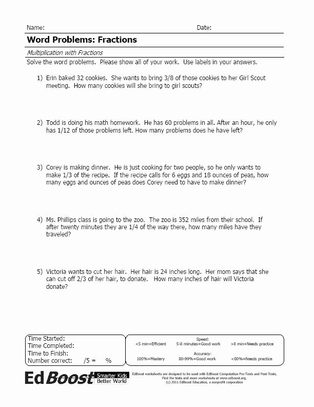 Multiplying Fractions Word Problems Worksheet Luxury Fraction Word Problems