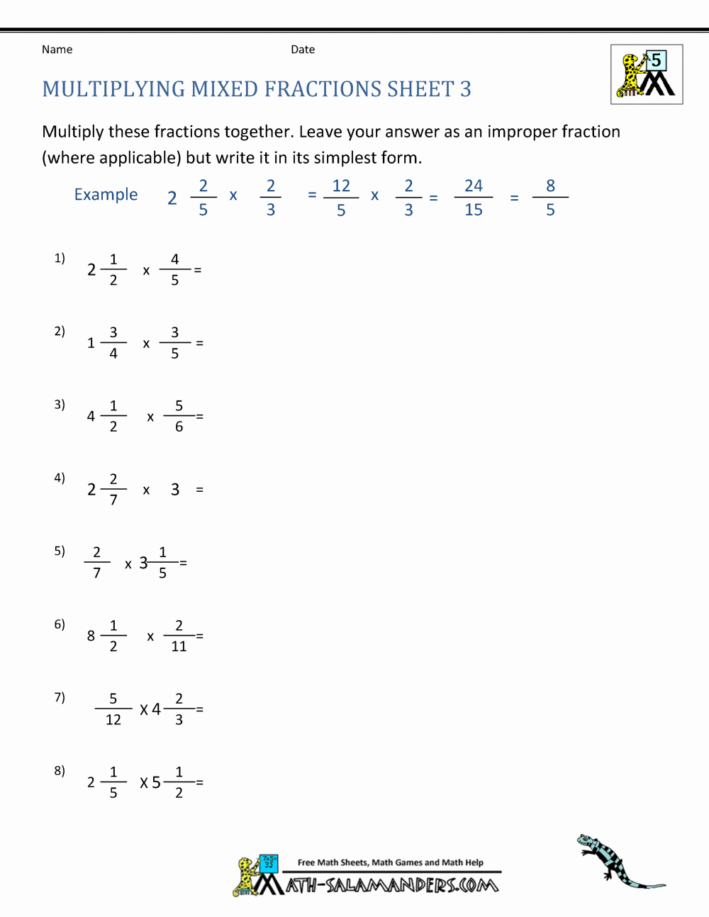 Multiplying Mixed Fractions Worksheet Awesome Multiplying Mixed Fractions