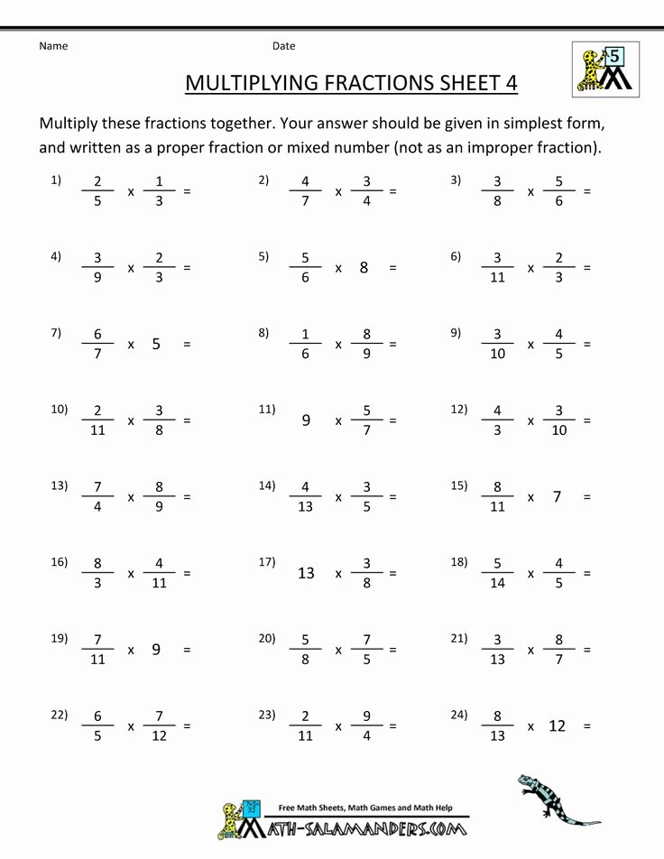 Multiplying Mixed Fractions Worksheet Awesome Printable Fraction Worksheets Multiplying Fractions 4