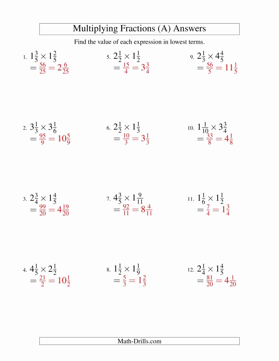 Multiplying Mixed Fractions Worksheet Beautiful Multiplying and Simplifying Mixed Fractions A