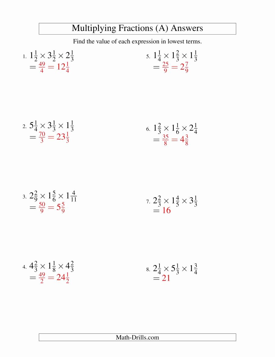 Multiplying Mixed Fractions Worksheet Beautiful Multiplying and Simplifying Mixed Fractions with Three