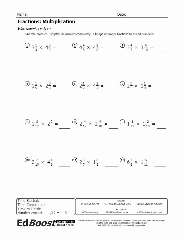 Multiplying Mixed Fractions Worksheet Elegant Fraction Multiplication with Mixed Numbers