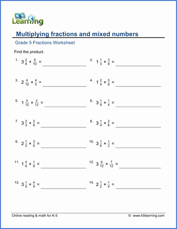 Multiplying Mixed Fractions Worksheet Elegant Grade 5 Math Worksheets Multiplying Fractions and Mixed