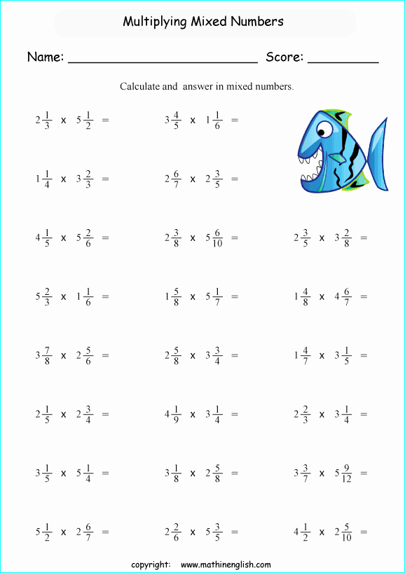 Multiplying Mixed Fractions Worksheet New Multiply Mixed Numbers by Fractions and Give Your Answer