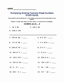 Multiplying Mixed Fractions Worksheet New Multiplying Dividing Fractions Mixed Numbers Worksheet