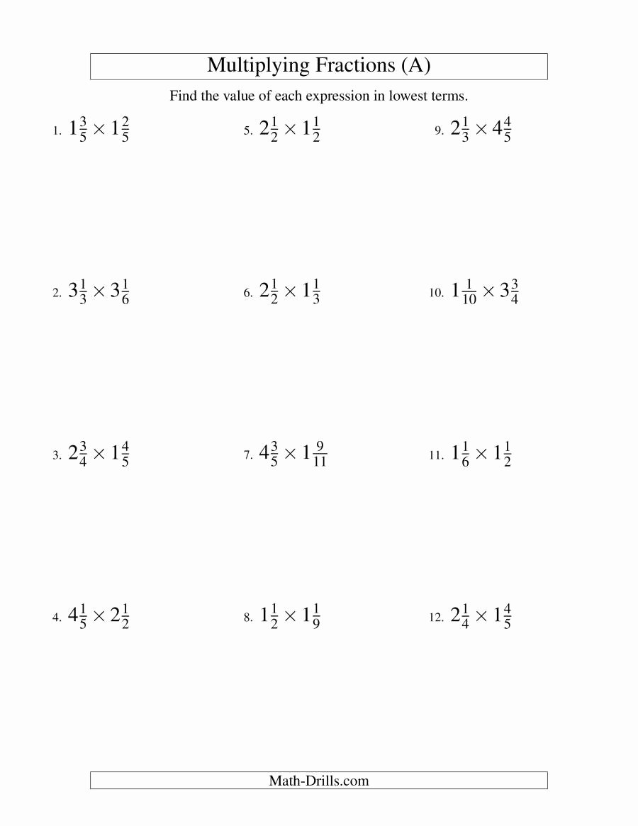 Multiplying Mixed Numbers Worksheet Awesome Multiplying and Simplifying Mixed Fractions A