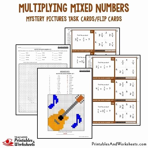 Multiplying Mixed Numbers Worksheet New Multiplying Mixed Numbers Mystery Picture Cards with