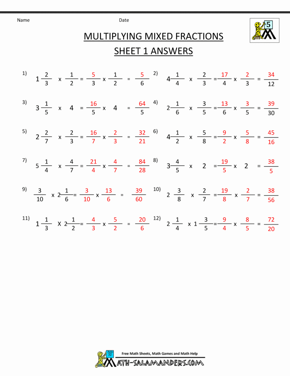 Multiplying Mixed Numbers Worksheet New Multiplying Mixed Numbers Worksheet Number