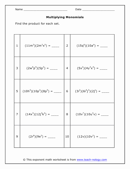 Multiplying Monomials Worksheet Answers Beautiful Dividing Monomials Worksheet Pdf Answer Sheet