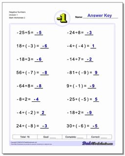 Multiplying Negative Numbers Worksheet Awesome Multiplication and Division Facts