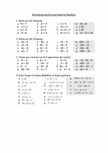 Multiplying Negative Numbers Worksheet Fresh Multiplying and Dividing Negatives by Tristanjones