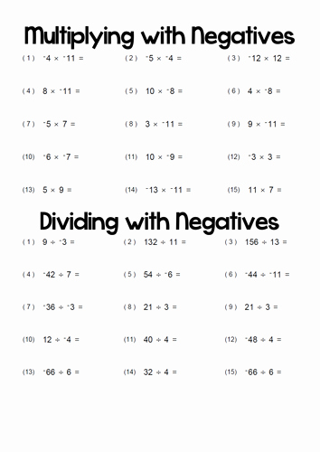 Multiplying Negative Numbers Worksheet Lovely Multiplying and Dividing with Negatives by T0md3an