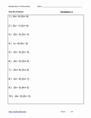 Multiplying Polynomials Worksheet 1 Answers Best Of 14 Best Of Foil Practice Worksheet Printable Foil