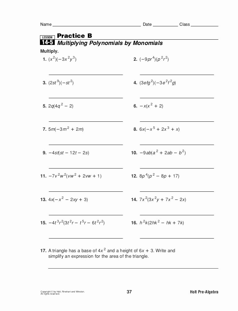 Multiplying Polynomials Worksheet 1 Answers Fresh Practice B14 5[1]