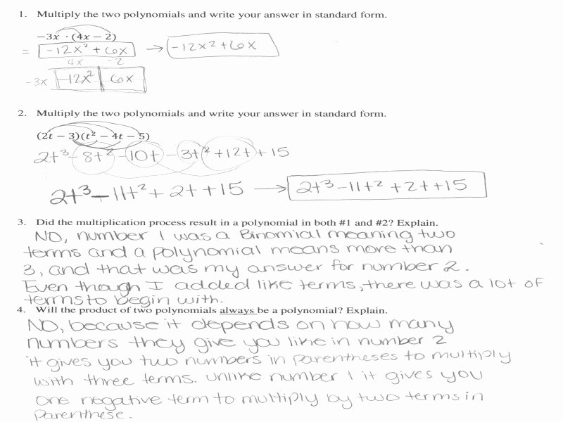 Multiplying Polynomials Worksheet 1 Answers Luxury Multiplying Monomials and Polynomials Worksheet Free