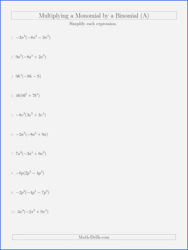 Multiplying Polynomials Worksheet Answers Lovely Multiplying Monomials Worksheet
