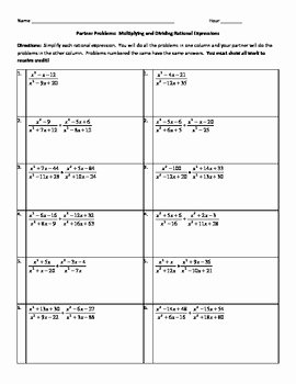 Multiplying Rational Expressions Worksheet Luxury Partner Problems Multiplying and Dividing Rational