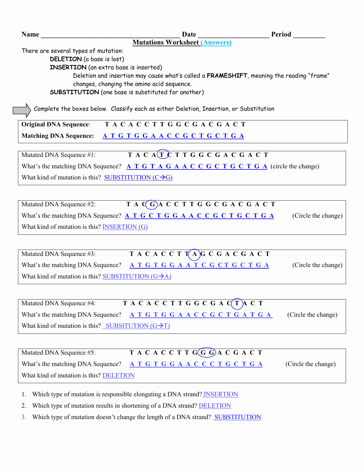 Mutations Worksheet Answer Key Inspirational Worksheet Types Mutations Worksheet Grass Fedjp