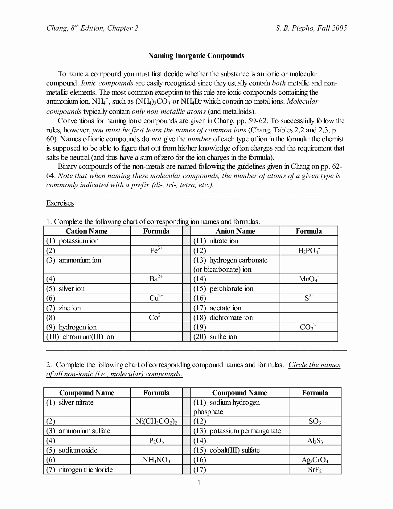 Naming Binary Ionic Compounds Worksheet Awesome 10 Best Of Binary Ionic Pounds Worksheet