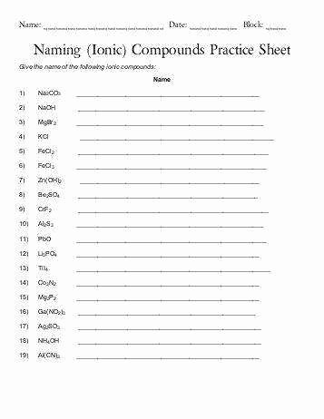 Naming Binary Ionic Compounds Worksheet Lovely Naming Covalent Pounds Worksheet