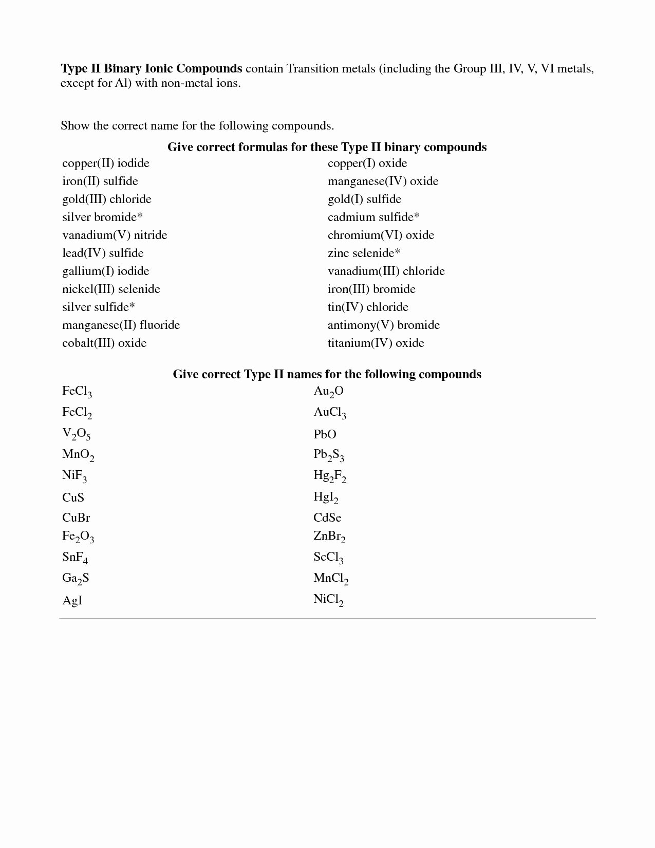 Naming Binary Ionic Compounds Worksheet Luxury formulas and Nomenclature Binary Ionic Pounds Worksheet
