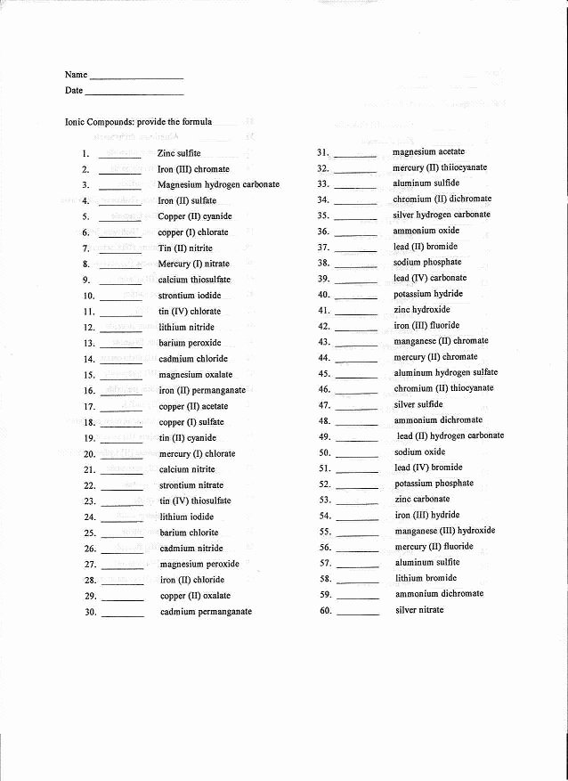 Naming Binary Ionic Compounds Worksheet New 16 Best Of Chemistry Naming Pounds Worksheet