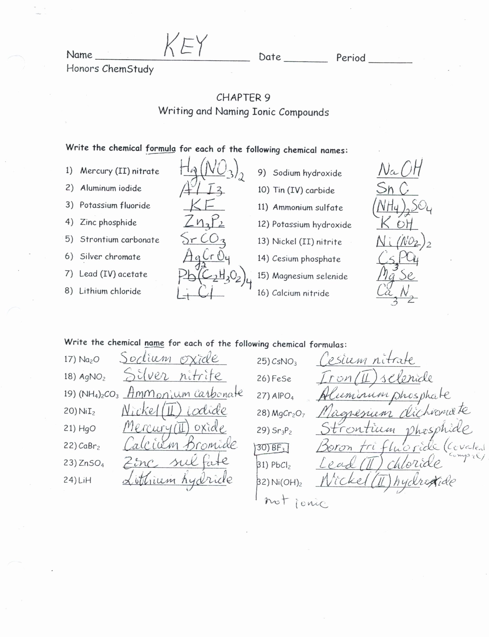 Naming Binary Ionic Compounds Worksheet New formulas and Nomenclature Binary Ionic Pounds Worksheet