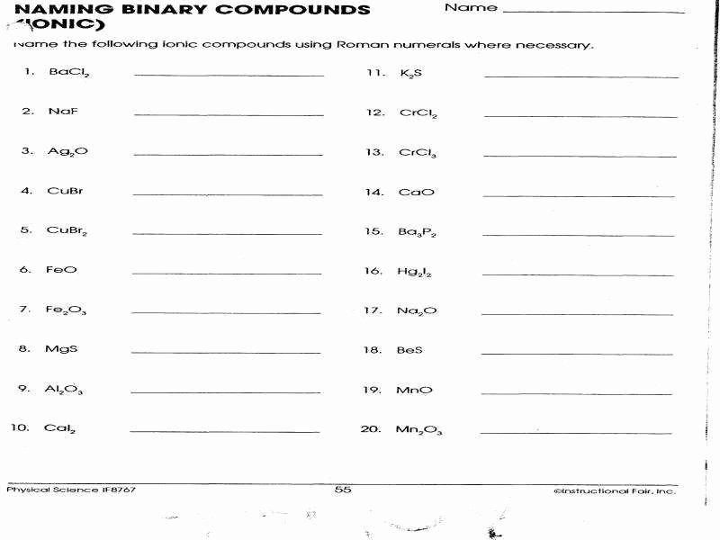 Naming Binary Ionic Compounds Worksheet New Naming Covalent Pounds Worksheet