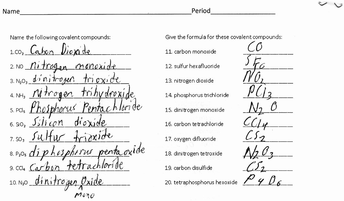 Naming Chemical Compounds Worksheet Answers Awesome Chemistry