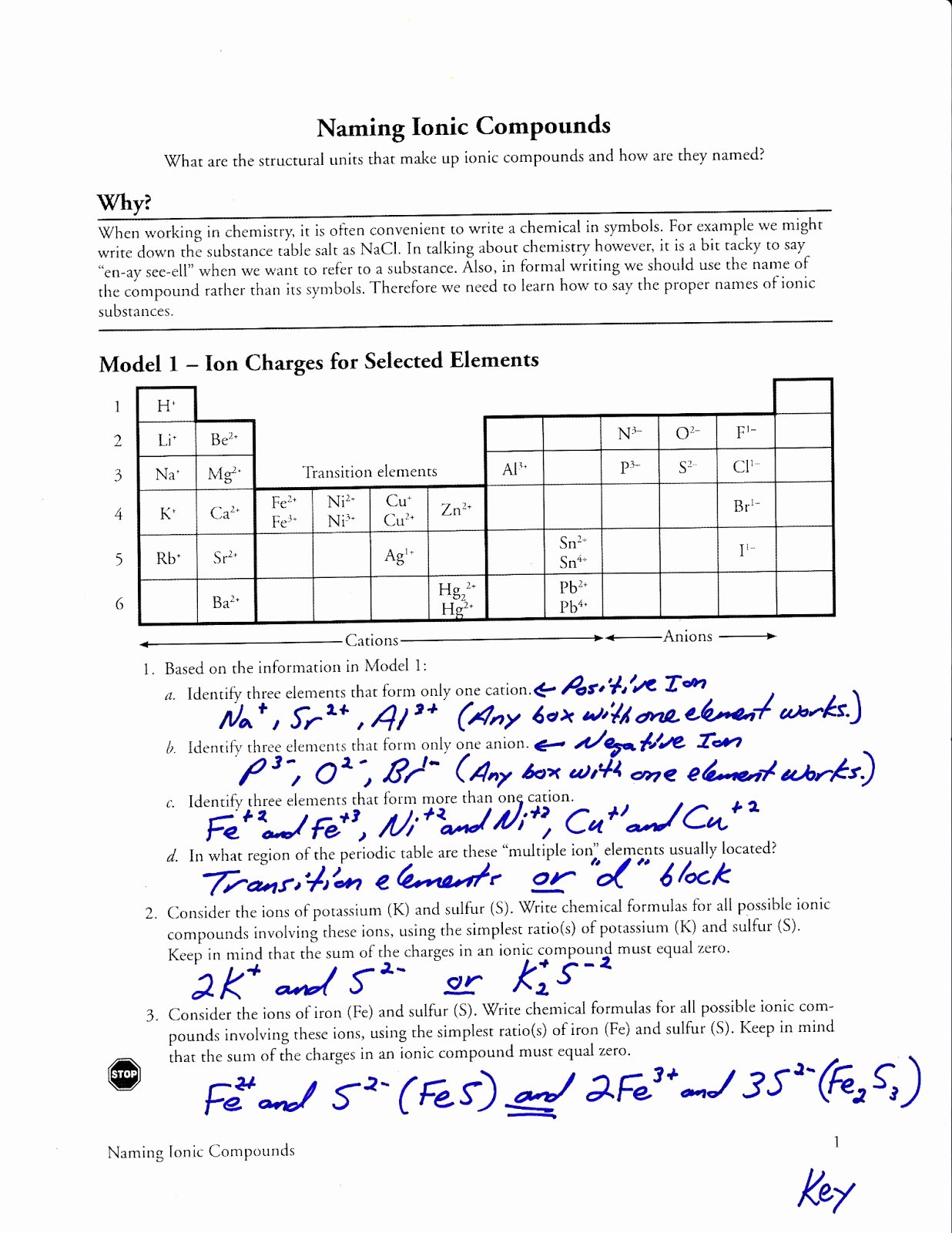 50 Naming Chemical Compounds Worksheet Answers