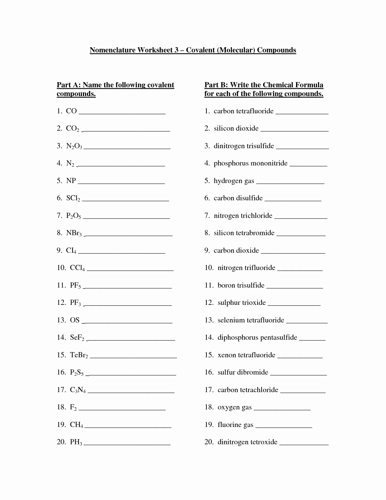 Naming Chemical Compounds Worksheet Answers Lovely Naming Ionic and Covalent Pounds Worksheet the Best