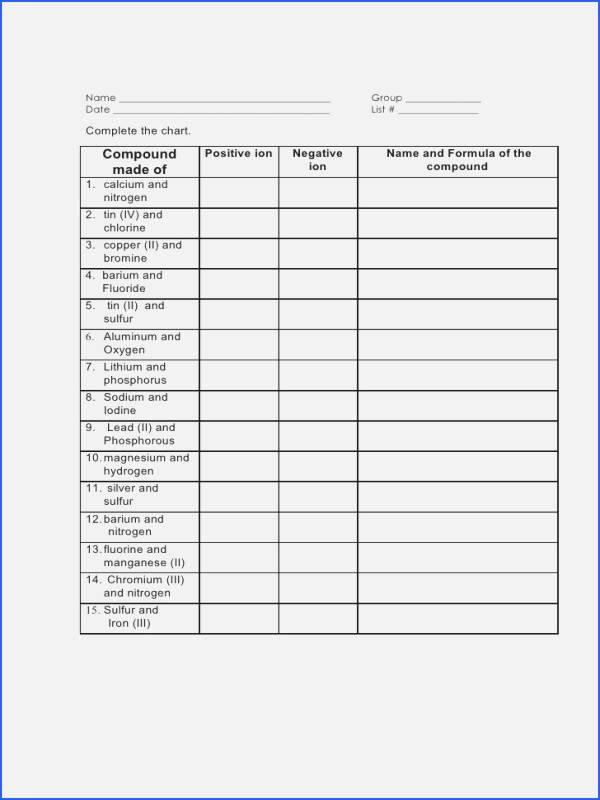 Naming Chemical Compounds Worksheet Answers New Naming Ionic Pounds Practice Worksheet Answers