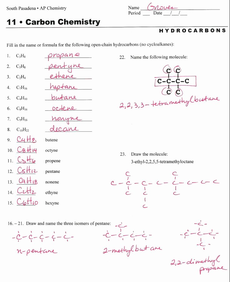 Naming Chemical Compounds Worksheet Answers Unique Hydrocarbon Nomenclature