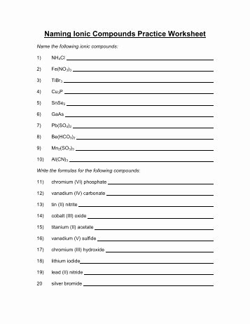 Naming Chemical Compounds Worksheet Answers Unique Naming Ionic Pounds Worksheet I Pdf Imsa