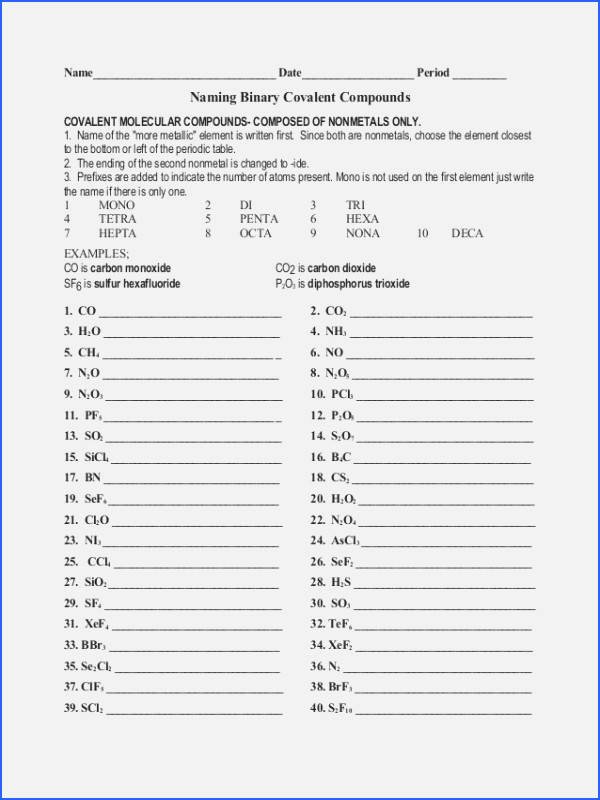 Naming Compounds Practice Worksheet Awesome Naming Ionic Pounds Practice Worksheet Answers