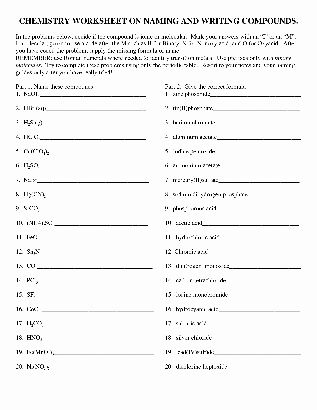 50 Naming Compounds Practice Worksheet