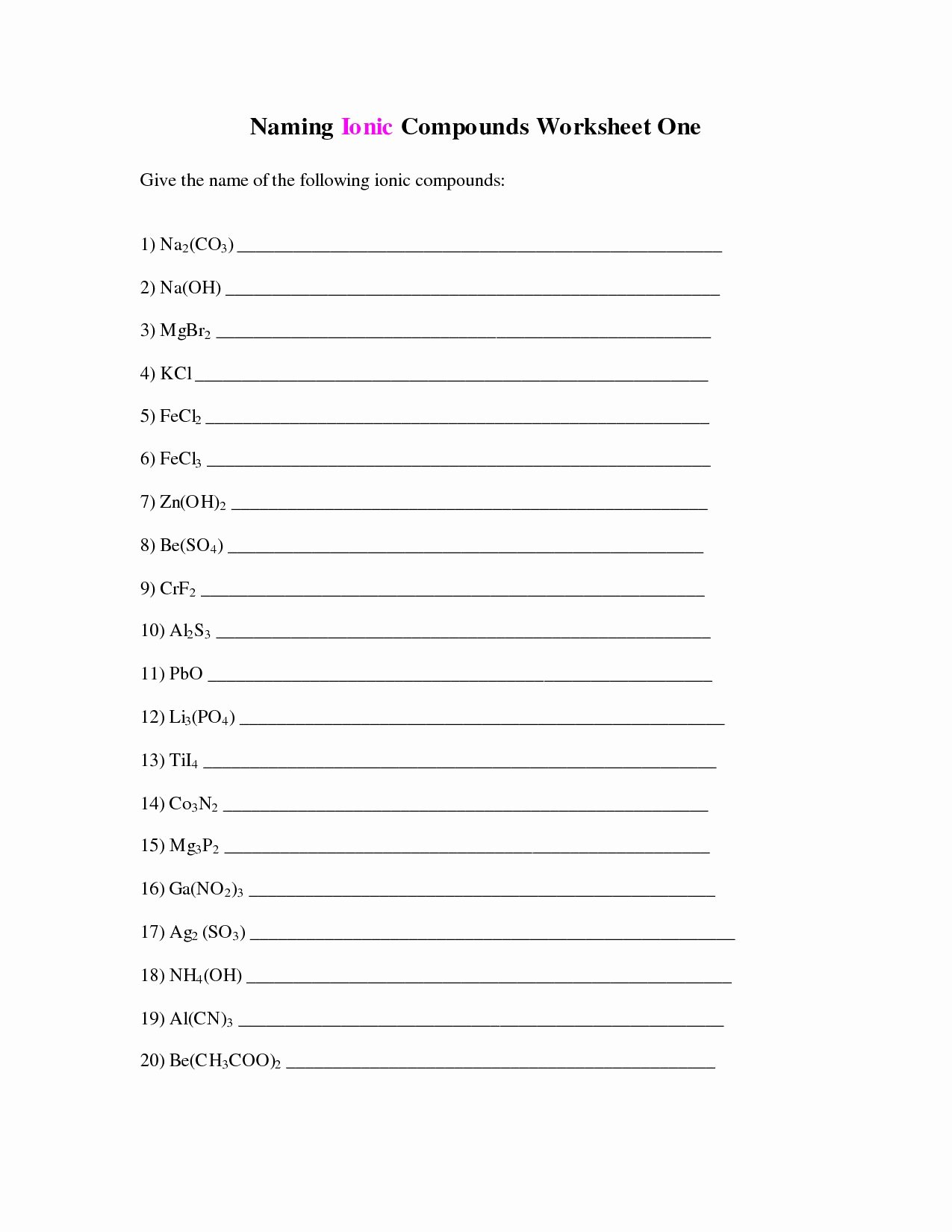 Naming Ionic Compounds Worksheet Answers Beautiful Naming Covalent Pounds Worksheet Answers
