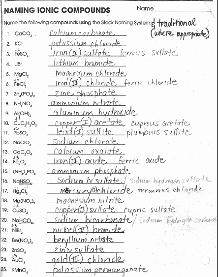 Naming Ionic Compounds Worksheet Answers Best Of 15 Best Of Naming Pounds Worksheet Key