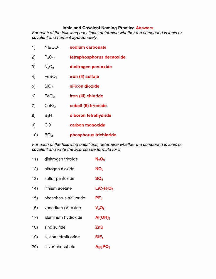 Naming Ionic Compounds Worksheet Answers Best Of Naming Ionic Pounds Practice Worksheet Answer Key