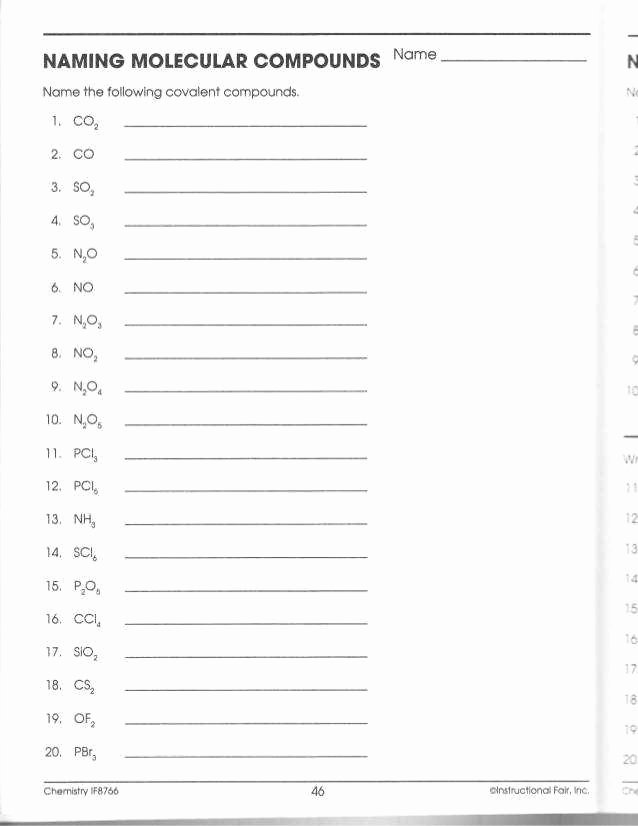 Naming Molecular Compounds Worksheet Answers Beautiful Naming Molecular Pounds Worksheet Answers