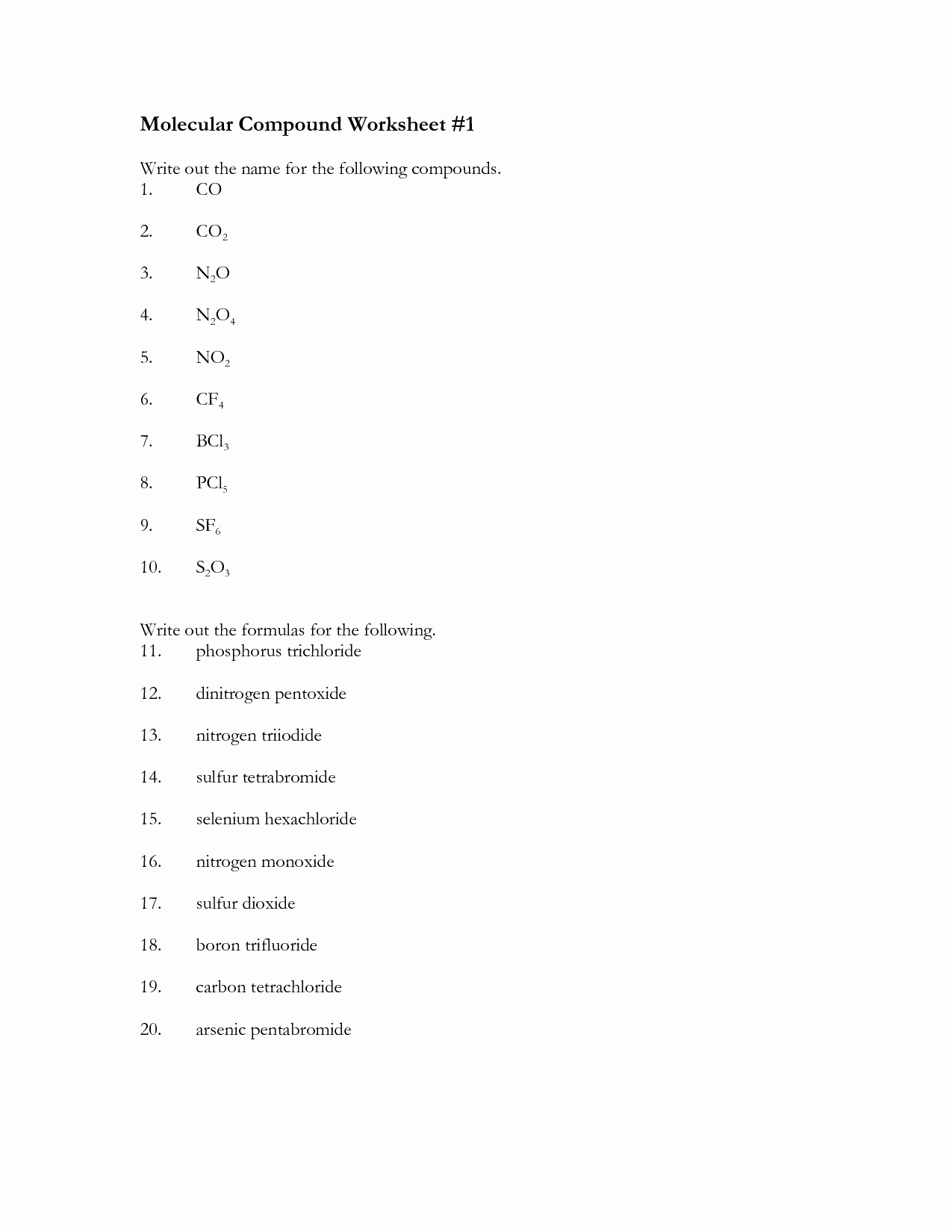 Naming Molecular Compounds Worksheet Answers New 11 Best Of Naming Molecular Pounds Worksheet