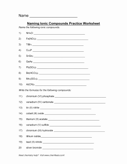 Naming Molecular Compounds Worksheet Best Of Naming Ionic Pounds