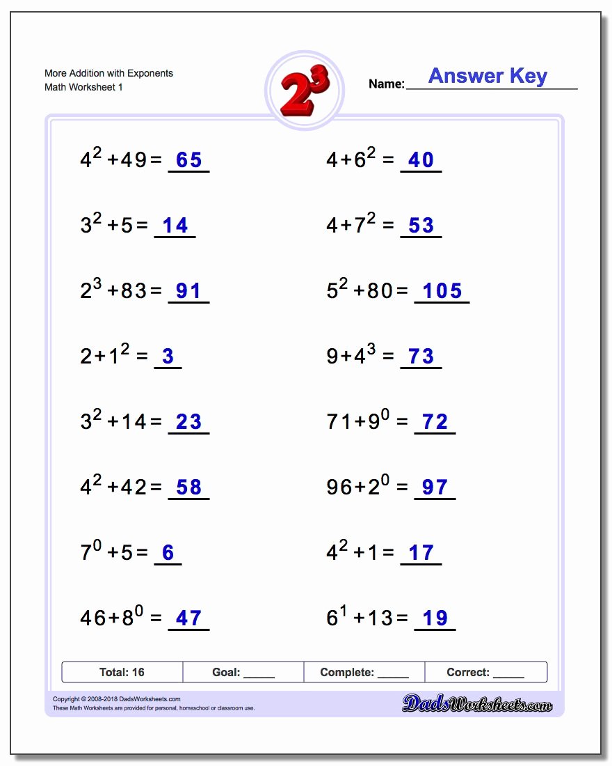 Negative Exponents Worksheet Pdf Beautiful Addition with Exponents