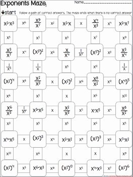 Negative Exponents Worksheet Pdf Lovely Exponents Mazes 3 Worksheets X Raise to Power
