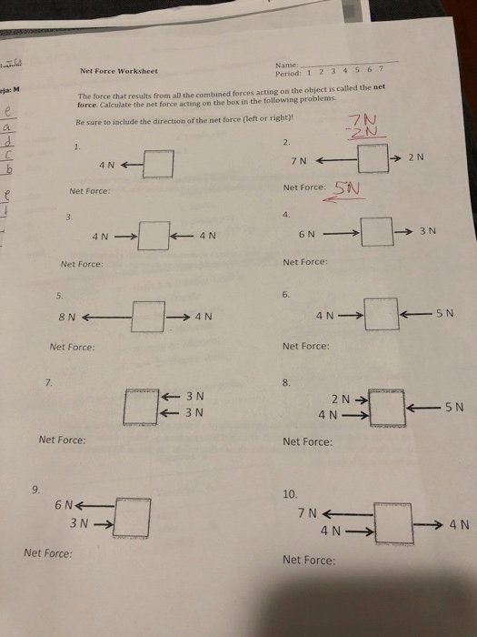Net force Worksheet Answers Lovely solved Name Net force Worksheet Period 1 2 3 4 S 67 the