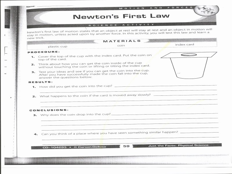 Newton&amp;#039;s Laws Of Motion Worksheet Inspirational Newton S Laws Motion Worksheet Free Printable Worksheets