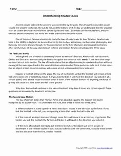 Newton&amp;#039;s Laws Of Motion Worksheet New 12 Best Of Laws Motion Worksheets Newton S 4th