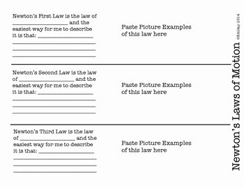 Newton&amp;#039;s Laws Of Motion Worksheet Unique Newton S Laws Foldable Worksheet for Interactive Notebook
