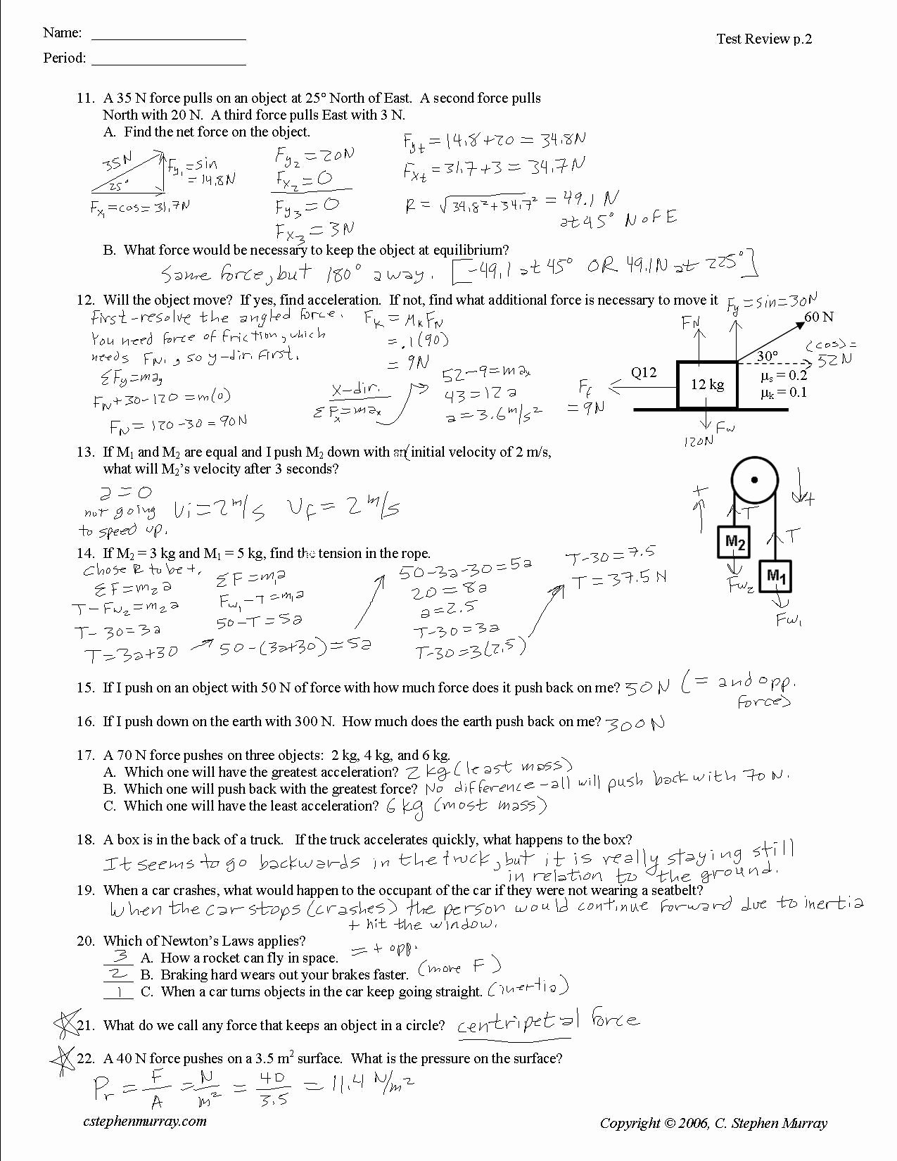 Newton&amp;#039;s Laws Review Worksheet Answers Awesome Unit I Worksheet 3 Coulombs Law Answers