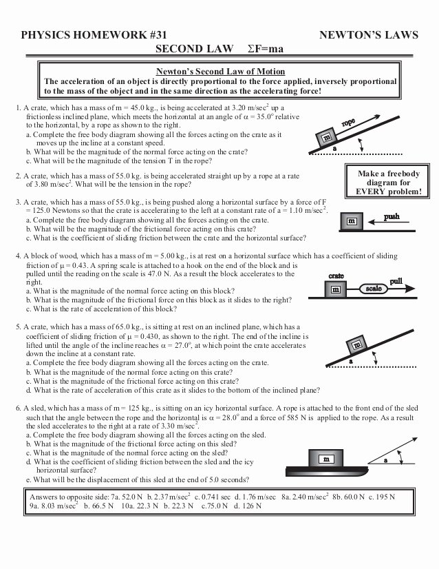 Newton&amp;#039;s Laws Review Worksheet Answers Beautiful Home Worksheets Review
